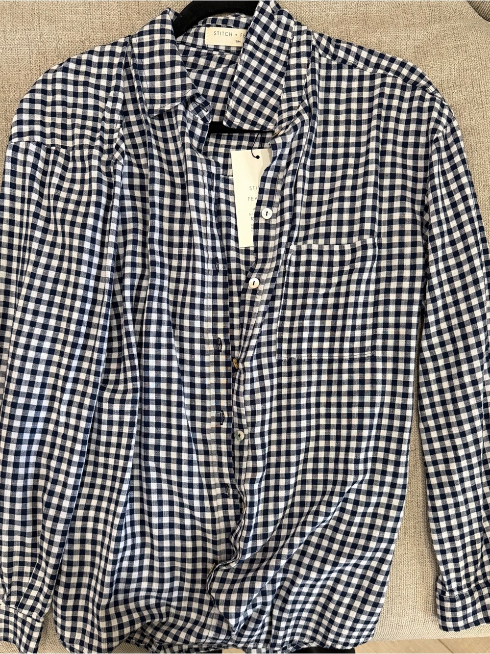 Stitch Fix Navy and White Gingham Button-Down Shirt